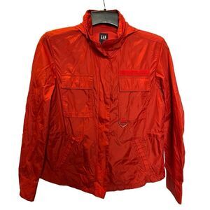Gap Women's Hooded Windbreaker Burnt Orange Size Medium